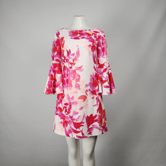 Eliza J Dresses & Skirts - Eliza J Pink Floral Flare Sleeve Dress Size 4